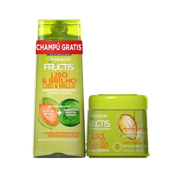 Garnier Fructis Liso & Brillo Duplo Champú + Mascarilla Champús