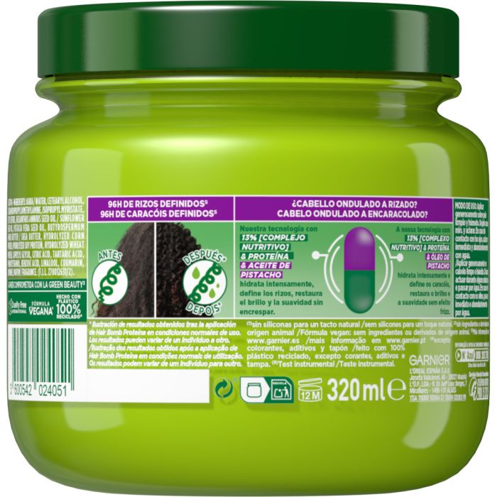 Garnier Fructis Mascarilla Capilar Nutri Rizos Hair Bomb Proteína Productos para pelo rizado