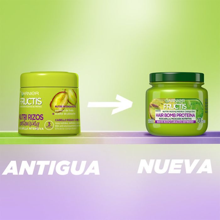 Garnier Fructis Mascarilla Capilar Nutri Rizos Hair Bomb Proteína Productos para pelo rizado