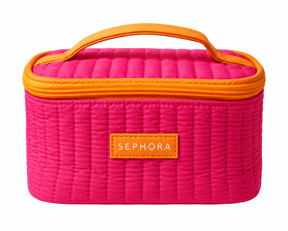 Sephora Pink & Orange Quilted Cosmetic Bag