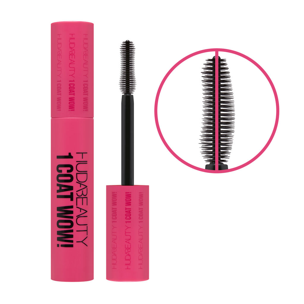 Máscara de pestañas HUDA BEAUTY 1 COAT WOW! Extra voluminizadora y reafirmante