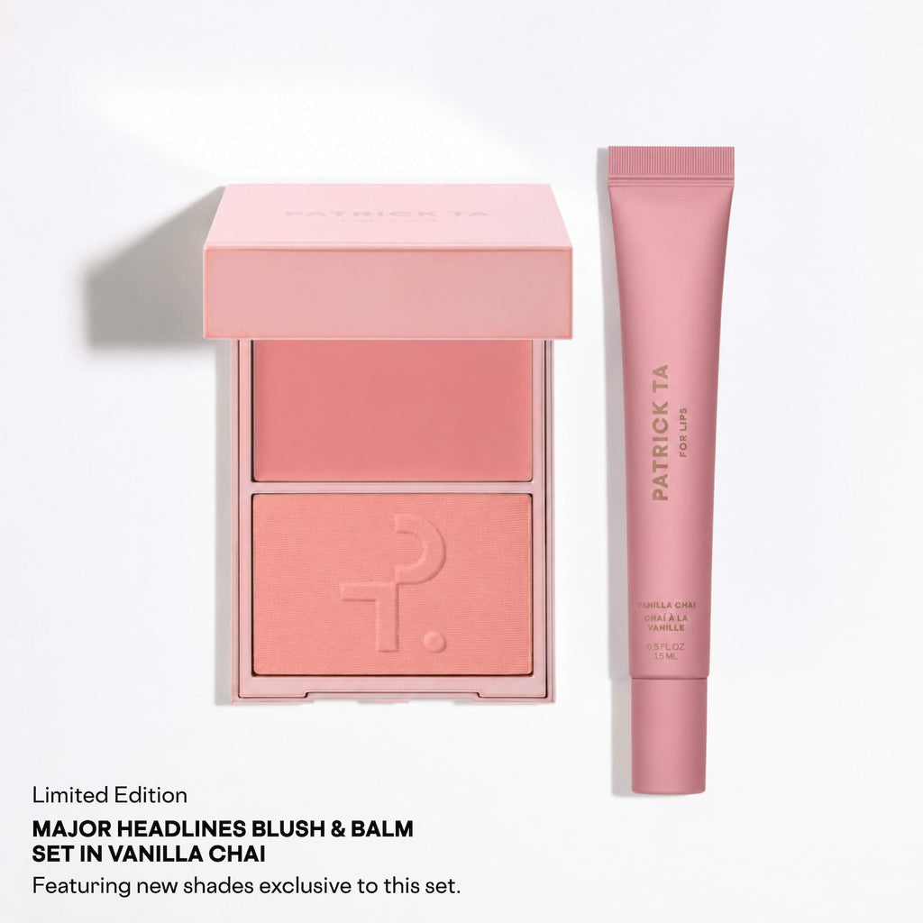 PATRICK TA Major Headlines Double-Take Crème & Powder Blush Duo & Lip Balm Makeup Gift Set in Something Sweet, Vanilla Chai Image 2