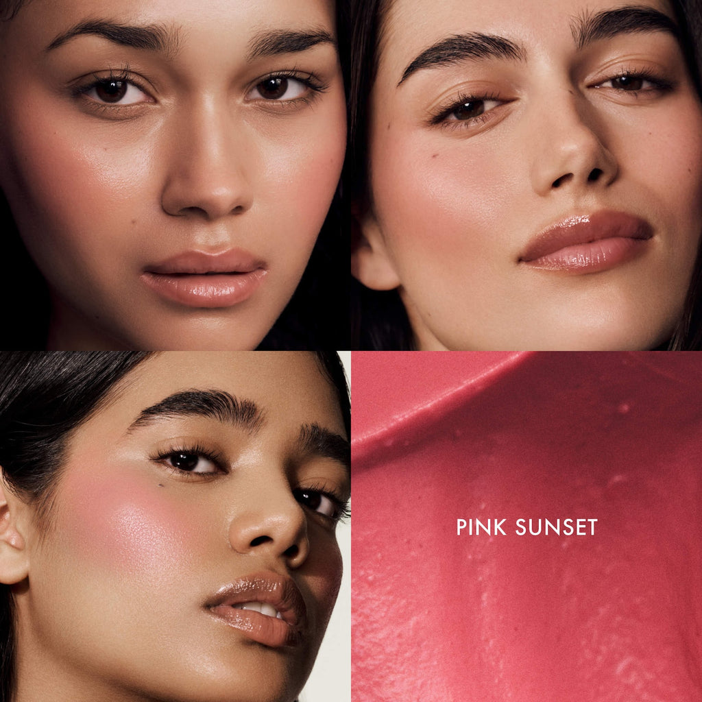 Summer Fridays Blush Butter Balm Hydrating Cream Blush with Peptides in Pink Sunset - warm peachy pink Image 2