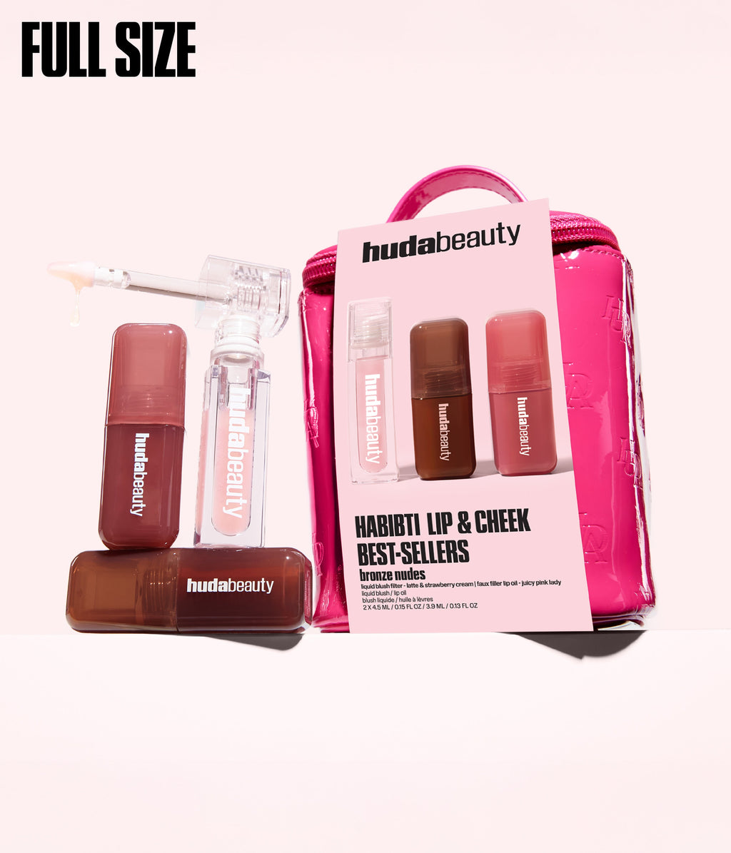 HUDA BEAUTY Habibti Lip & Cheek Best Sellers Kit Bronze Nudes
