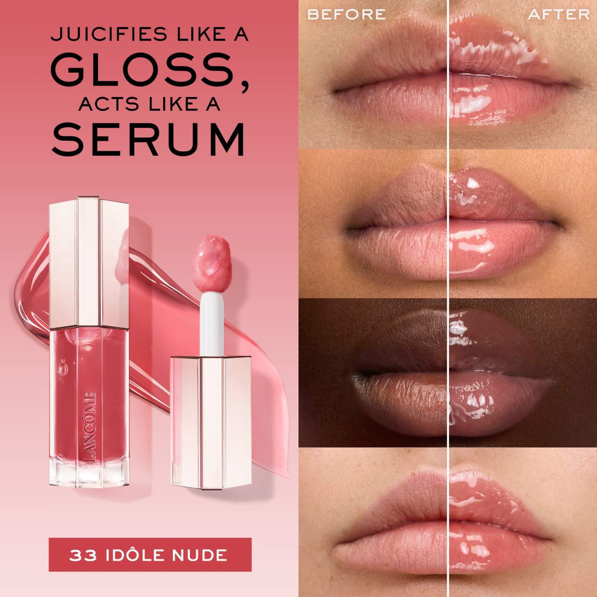 Lancome Lip Idole JuicyTreat Lip Oil Gloss - 33 Idole Nude - image 3