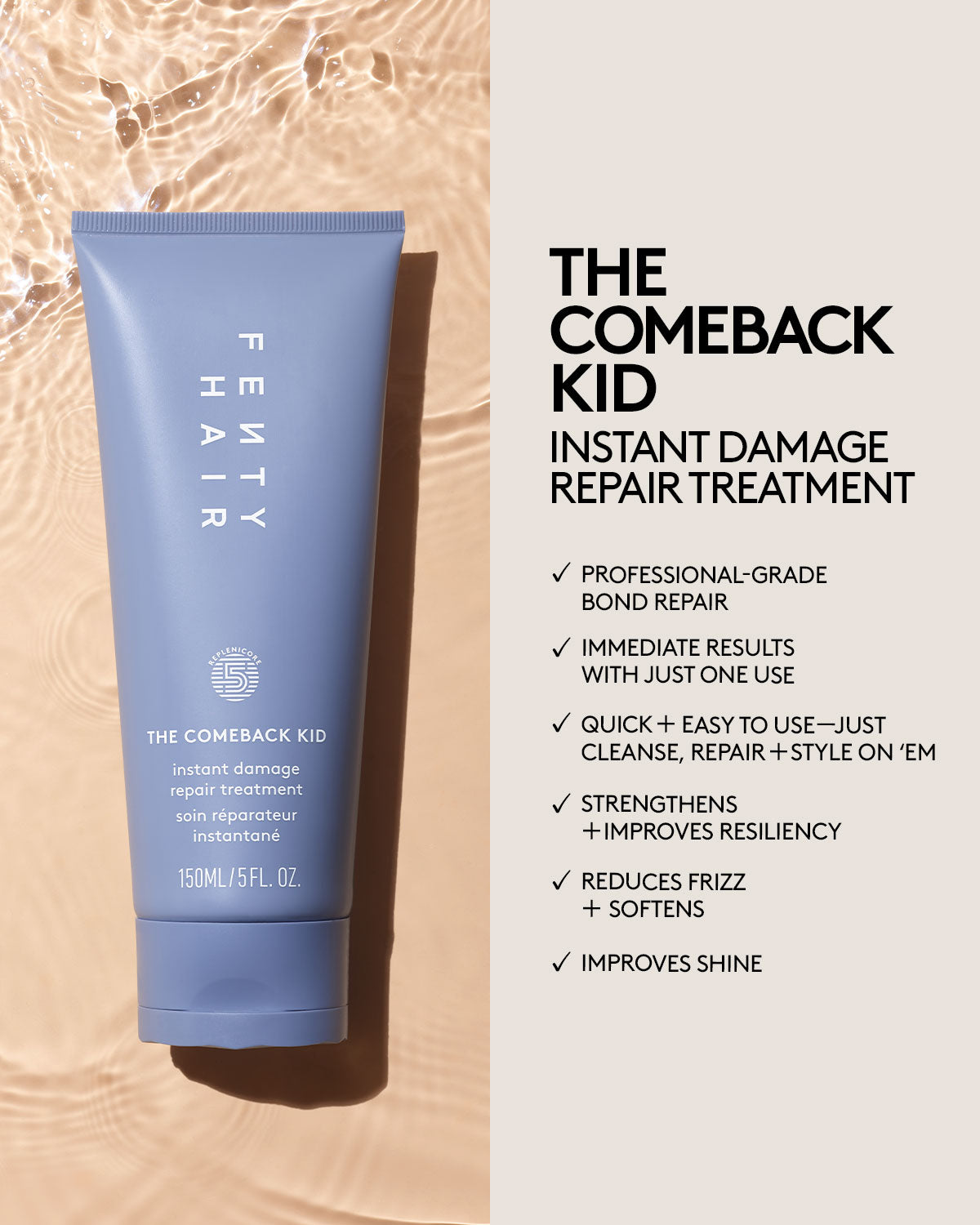 Fenty Hair The Comeback Kid Instant Damage Repair Treatment Bond Builder - 150ml — official product photo 4