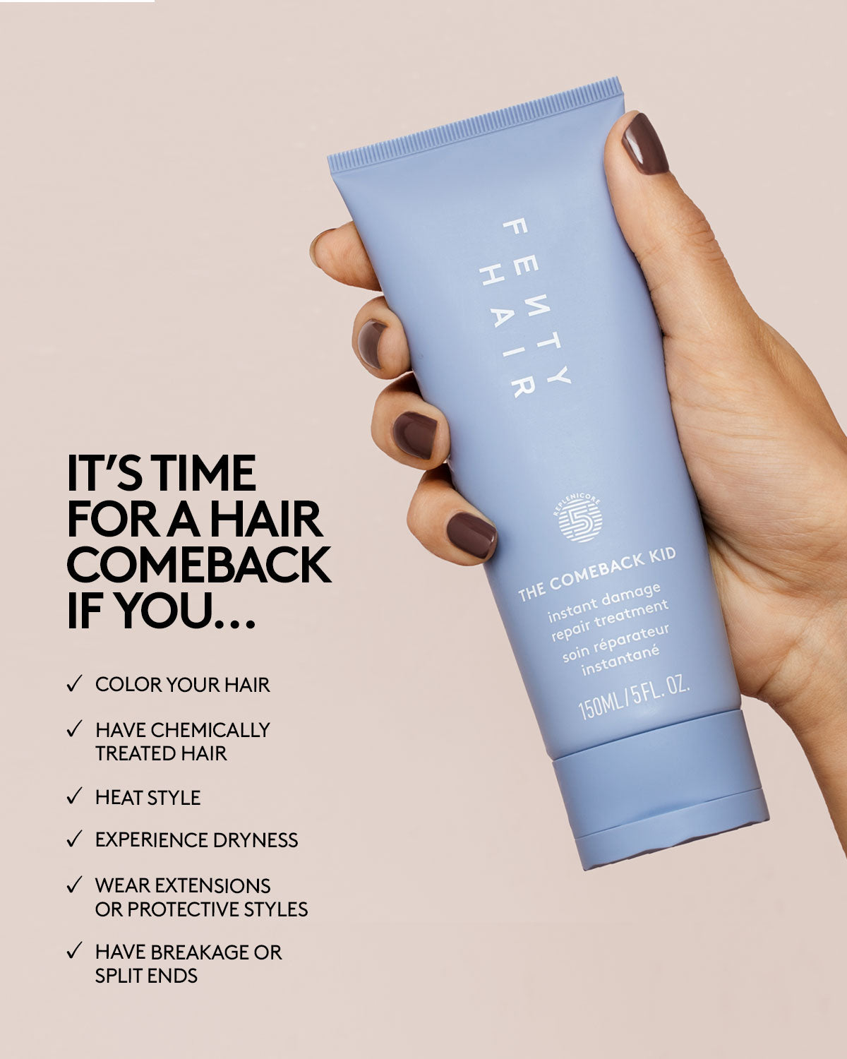 Fenty Hair The Comeback Kid Instant Damage Repair Treatment Bond Builder - 150ml — official product photo 5