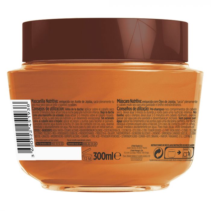 L'Oréal París ELVIVE Aceite Extraordinario Jojoba Mascarilla Nutritiva para Pelo Seco Mascarillas para el pelo