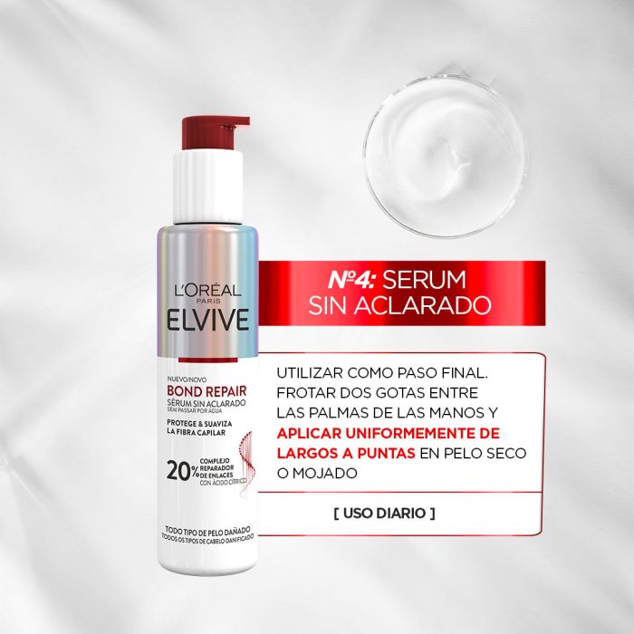 L'Oréal París ELVIVE Bond Repair Sérum sin aclarado Rutina de Reconstrucción Profunda