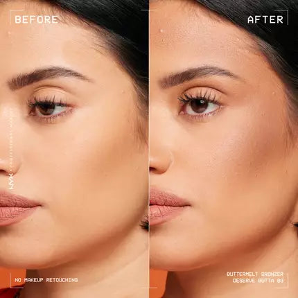 NYX Professional Makeup BUTTERMELT BRONZER 03 DESERVE BUTTA 0800897254704 BeforeAfter Vanessa.webp