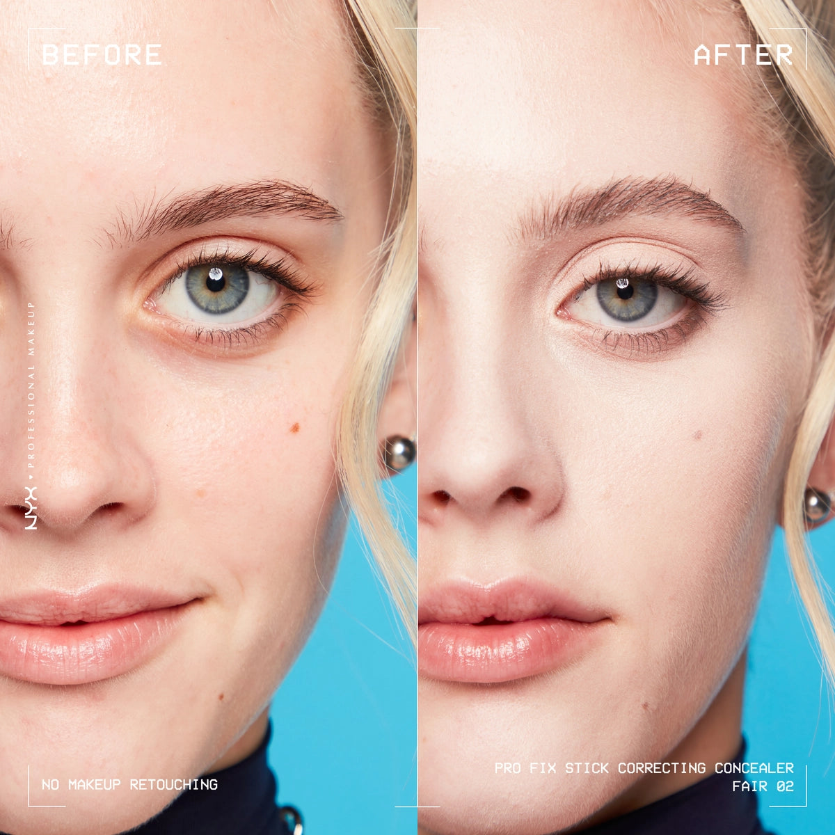 NYX Professional Makeup PRO FIX STICK CORRECTING CONCEALER 02 FAIR 0800897249458 BeforeAfter Trinity 01.webp