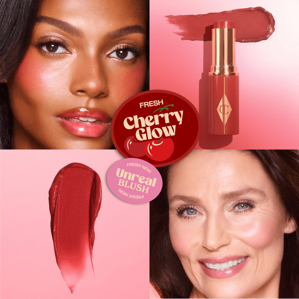 Charlotte Tilbury Mini Unreal Lip + Cheek Glow Blush Stick with Hyaluronic Acid - Cherry Glow - official image 3