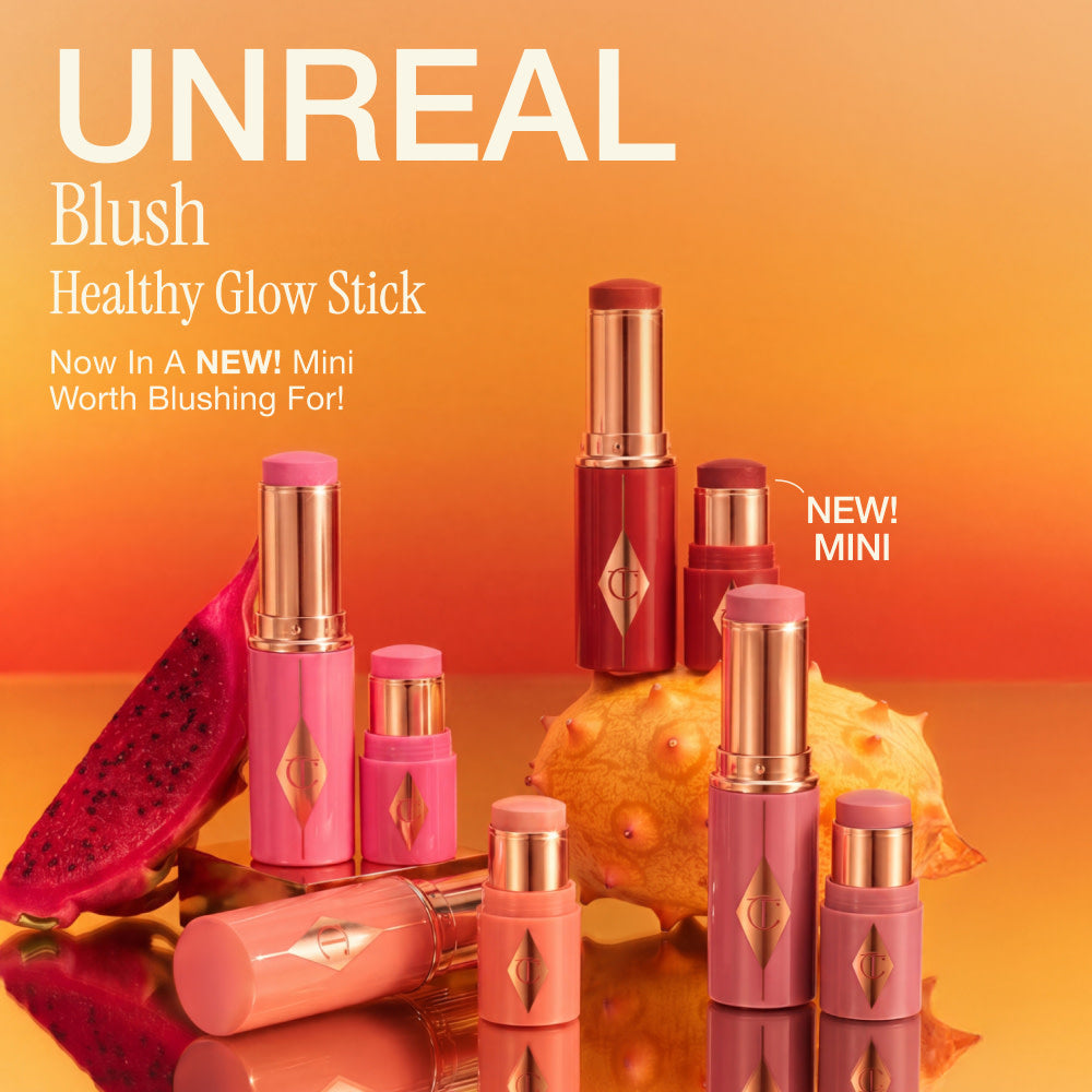 Charlotte Tilbury Mini Unreal Lip + Cheek Glow Blush Stick with Hyaluronic Acid - Cherry Glow - official image 4