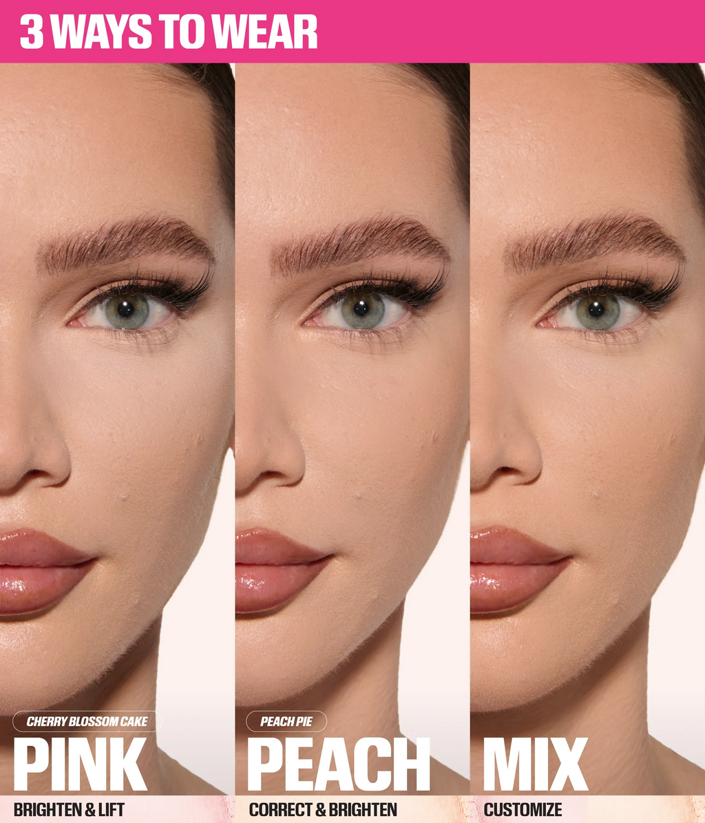 Huda Beauty Easy Bake Duo Loose Powder - Cherry Peach - three ways to wear Cherry Peach
