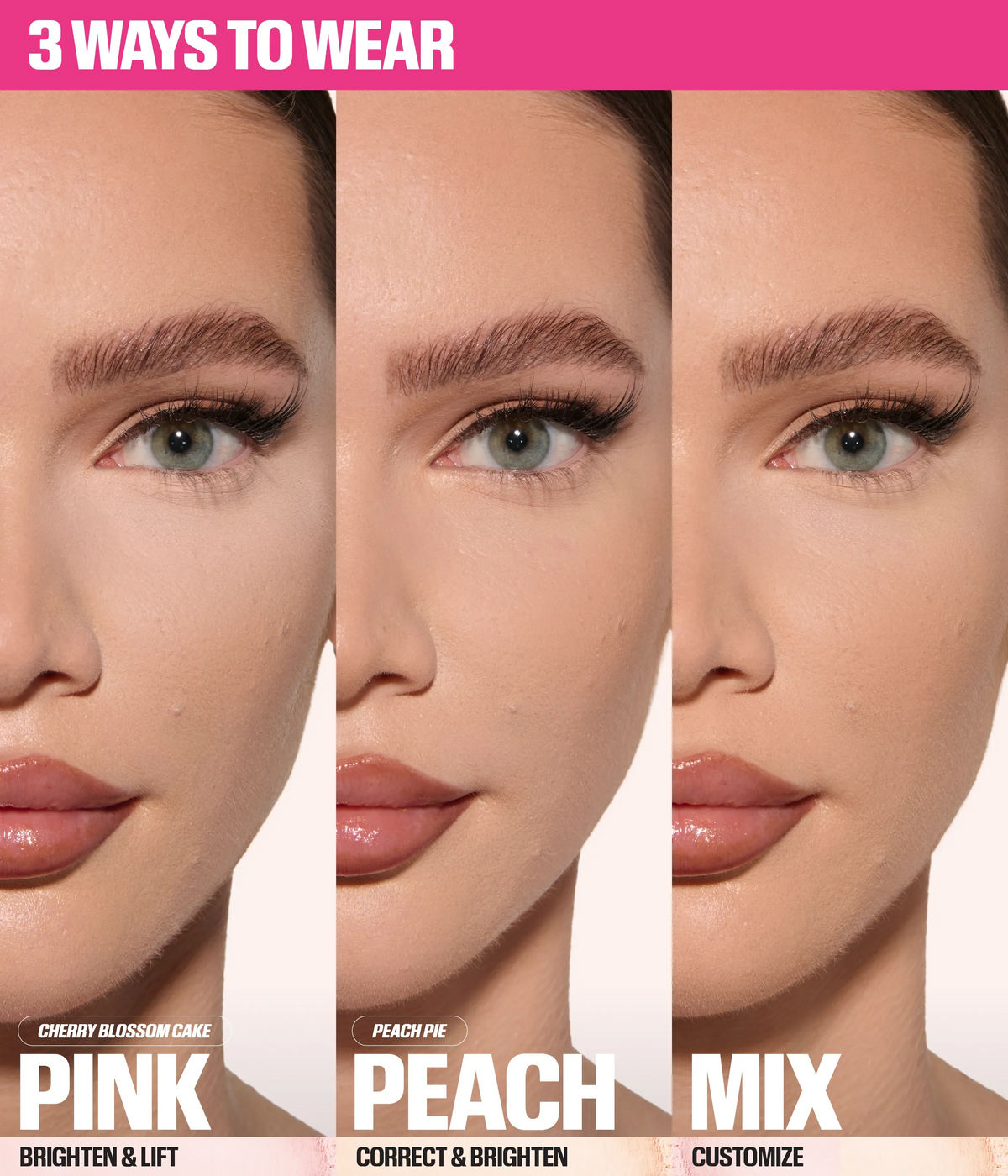 Huda Beauty Easy Bake Duo Loose Powder - Cherry Peach - three ways to wear Cherry Peach
