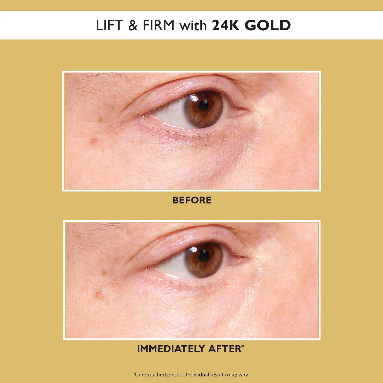 Parches de gel hidratante reafirmante de lujo puro de oro de 24 quilates para ojos