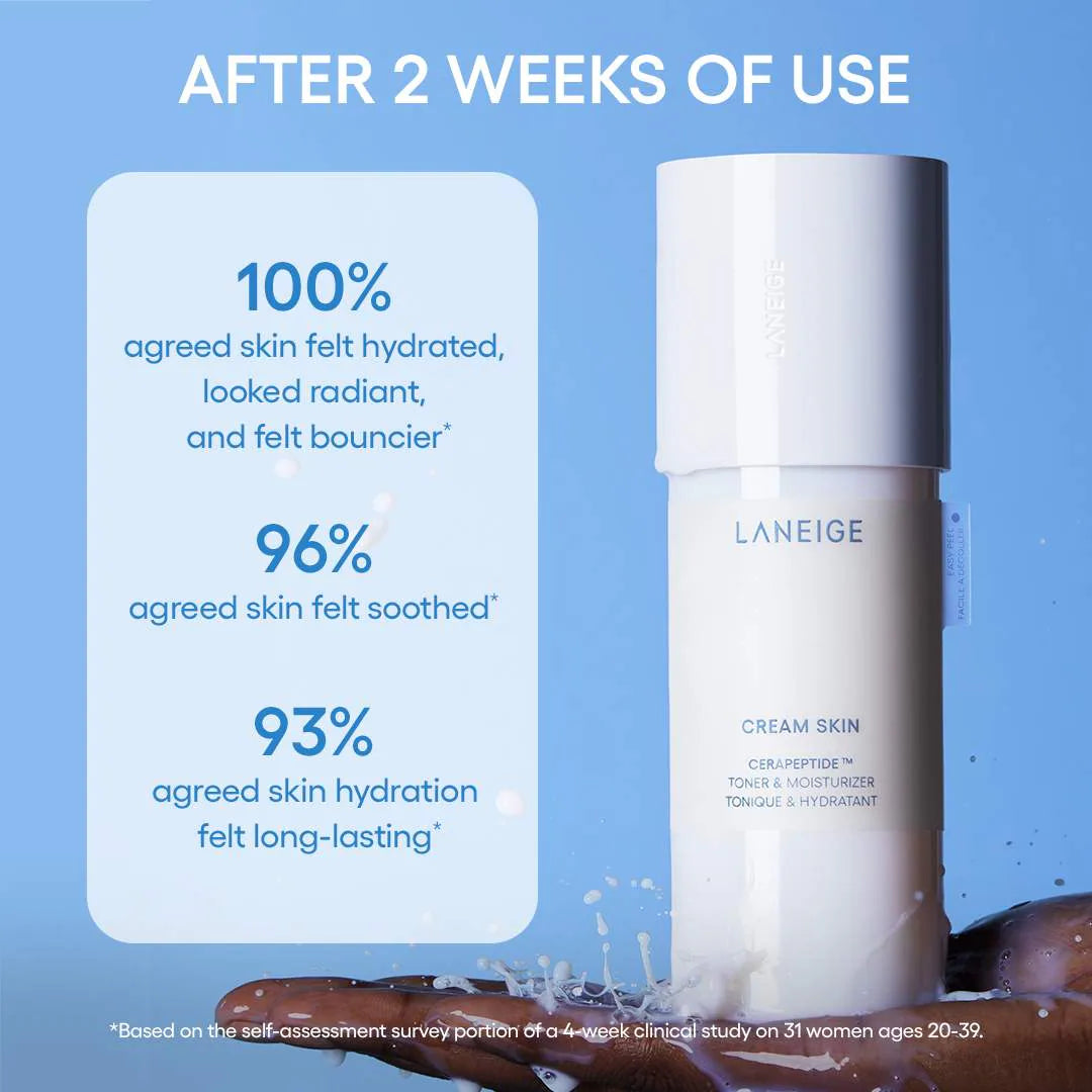 Cream Skin Refillable Toner & Moisturizer with Ceramides and Peptides