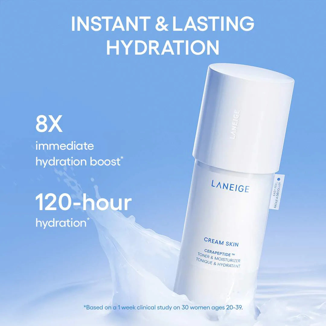 Cream Skin Refillable Toner & Moisturizer with Ceramides and Peptides