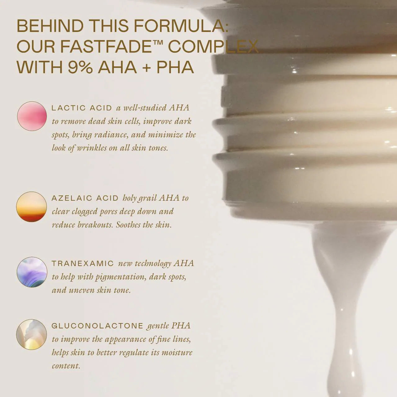 Cashmere Peel Gentle AHA + PHA Exfoliating Toner with 9% Lactic, Azelaic, Tranexamic Acids